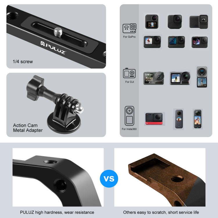 PULUZ Dual Silicone Handles Aluminium Alloy Underwater Diving Rig for GoPro, Other Action Cameras...