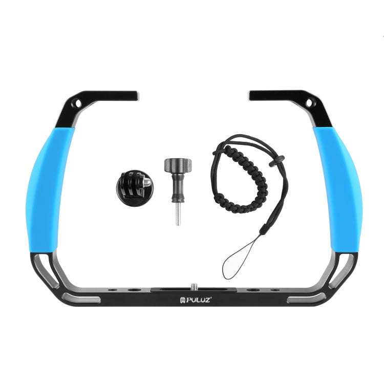 PULUZ Dual Silicone Handles Aluminium Alloy Underwater Diving Rig for GoPro, Other Action Cameras...