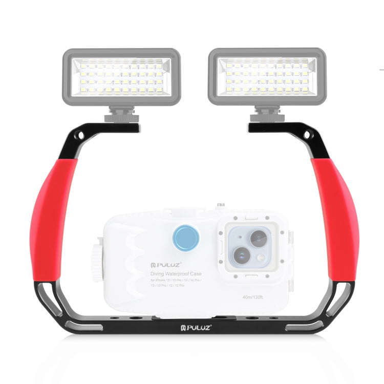 PULUZ Dual Silicone Handles Aluminium Alloy Underwater Diving Rig for GoPro, Other Action Cameras...