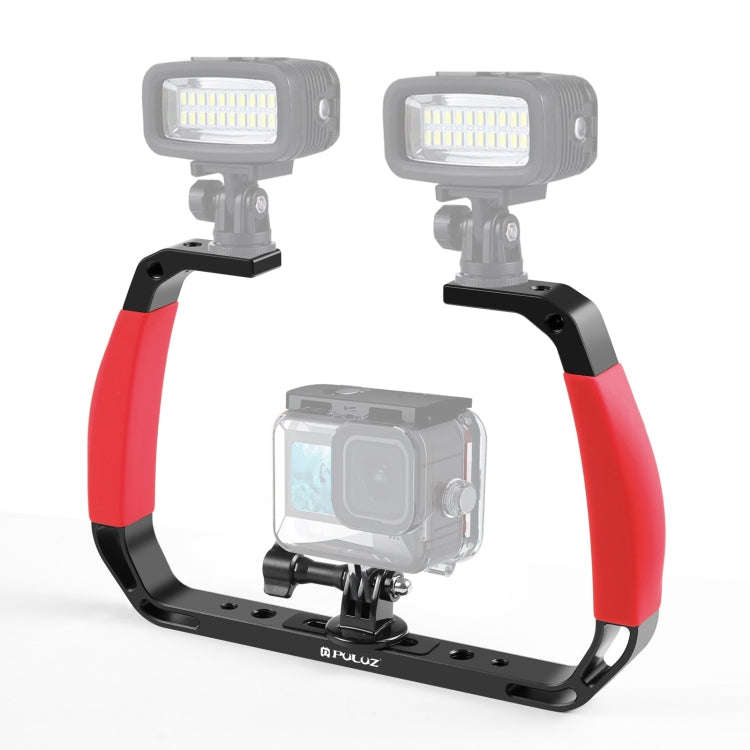 PULUZ Dual Silicone Handles Aluminium Alloy Underwater Diving Rig for GoPro, Other Action Cameras...
