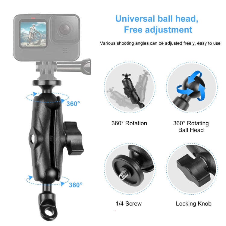 PULUZ Motorcycle Holder Mirror Base Hole Fixed Mount for GoPro and Other Action Cameras(Black)