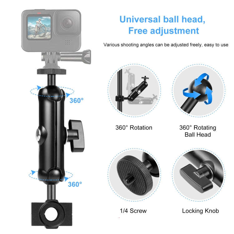 PULUZ Motorcycle Holder Rearview Mirror Fixed Mount for GoPro and Other Action Cameras (Black)