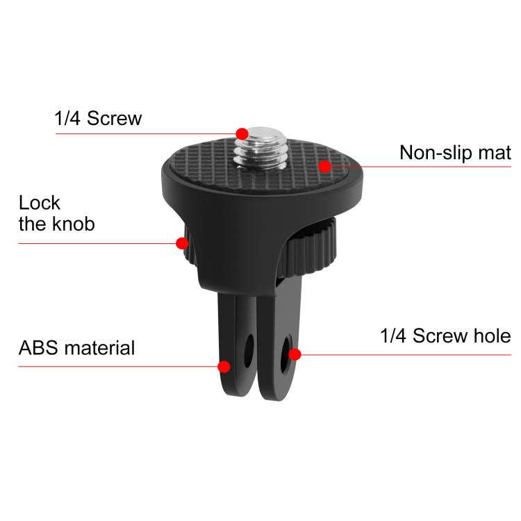 PULUZ 1/4 inch Screw Adjustable ABS Action Camera Tripod Adapter (Black)