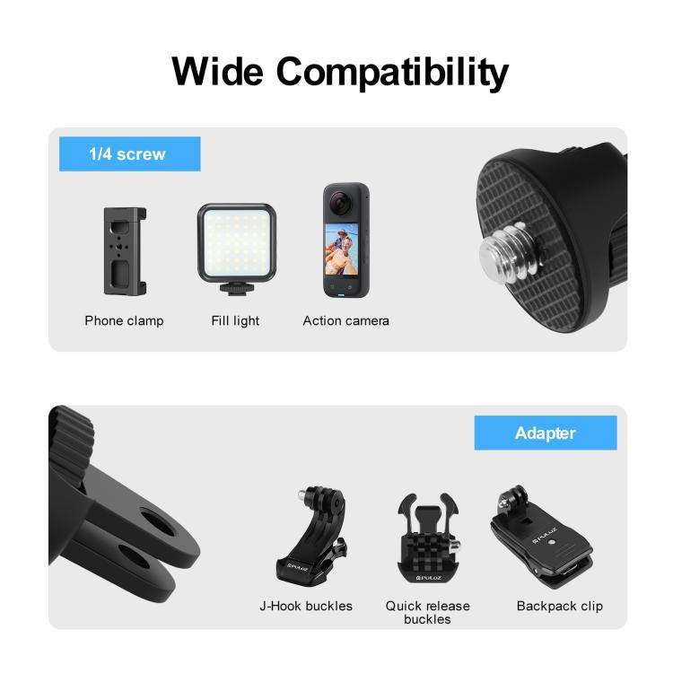 PULUZ 1/4 inch Screw Adjustable ABS Action Camera Tripod Adapter (Black)