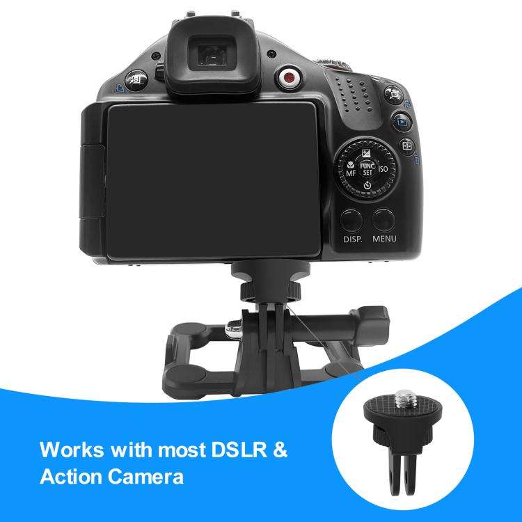 PULUZ 1/4 inch Screw Adjustable ABS Action Camera Tripod Adapter (Black)