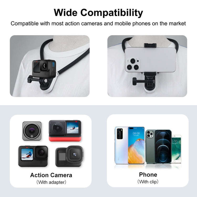 PULUZ Magnetic Silicone Collar Bracket POV View Mount with Phone Clamp for GoPro Action Cameras /...
