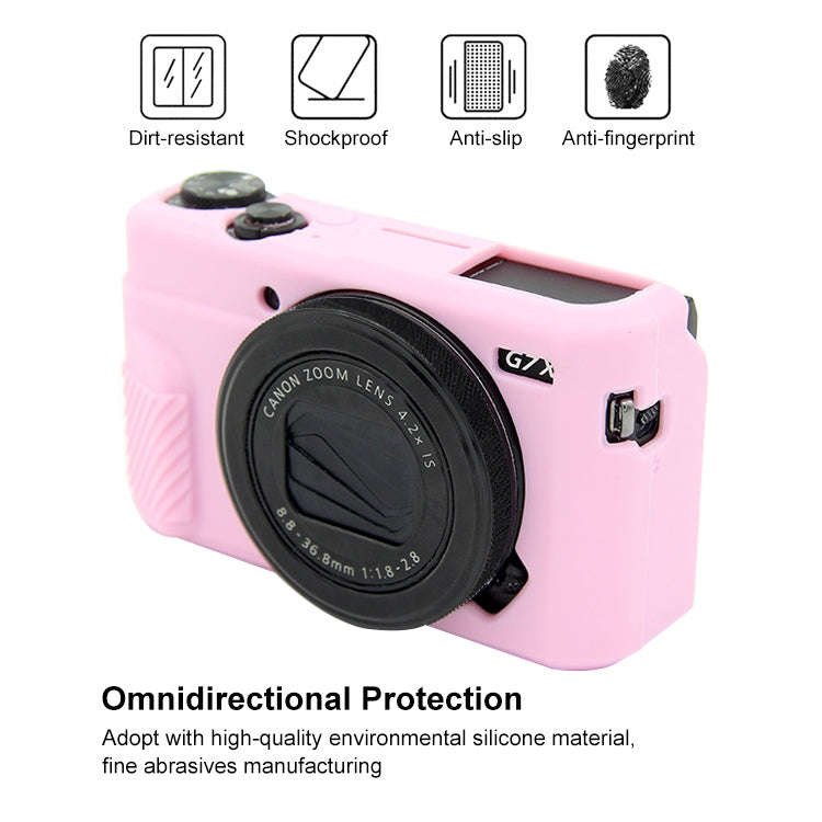 PULUZ Soft Silicone Protective Case for Canon EOS G7 X Mark II(Pink)