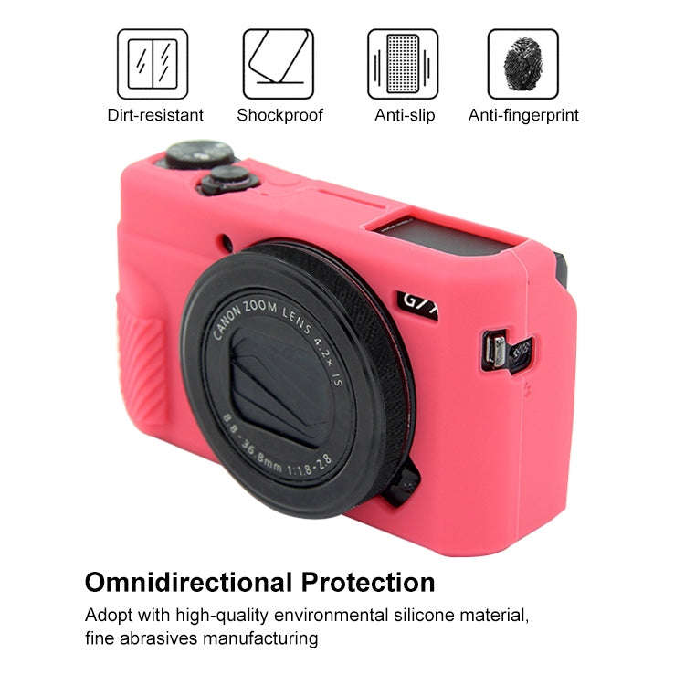 PULUZ Soft Silicone Protective Case for Canon EOS G7 X Mark II(Rose Red)
