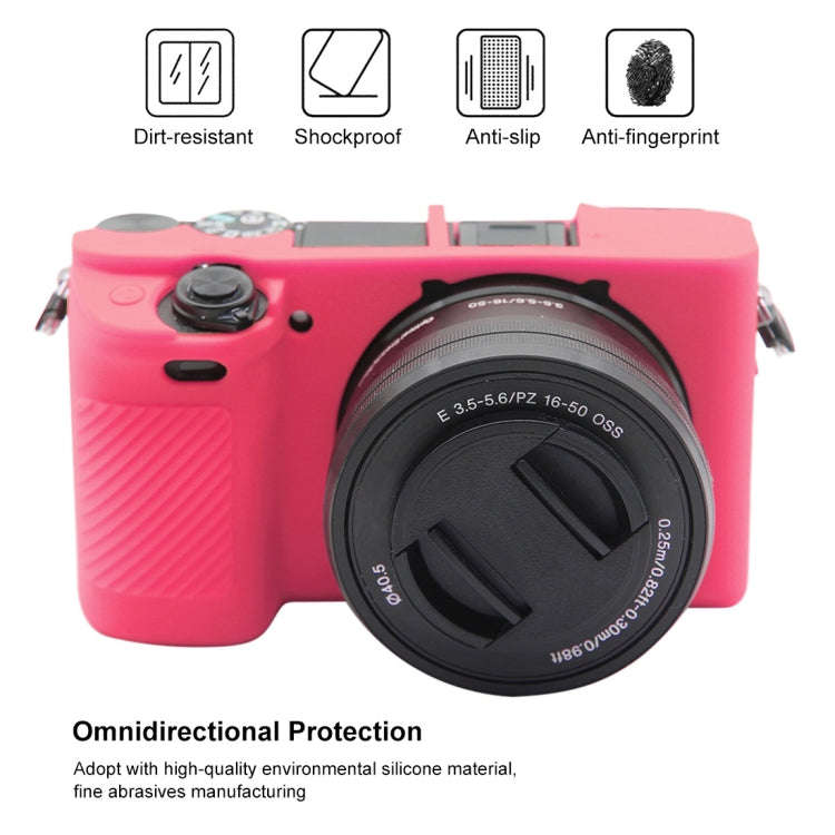PULUZ Soft Silicone Protective Case for Sony ILCE-6300 / A6400(Rose Red)