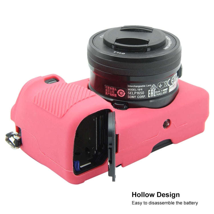 PULUZ Soft Silicone Protective Case for Sony ILCE-6300 / A6400(Rose Red)