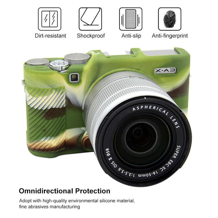 PULUZ Soft Silicone Protective Case for FUJIFILM X-A3 / X-A10(Camouflage)