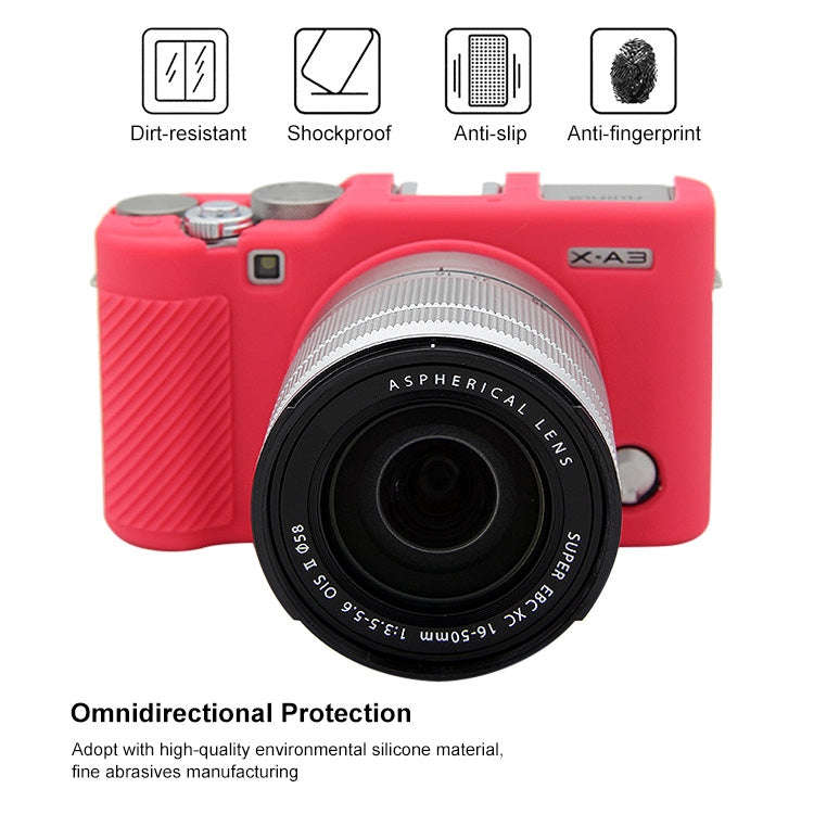 PULUZ Soft Silicone Protective Case for FUJIFILM X-A3 / X-A10(Rose Red)