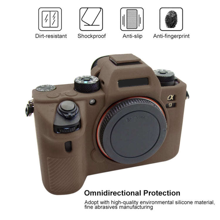 PULUZ Soft Silicone Protective Case for Sony A9 (ILCE-9) / A7 III/ A7R  III(Coffee)