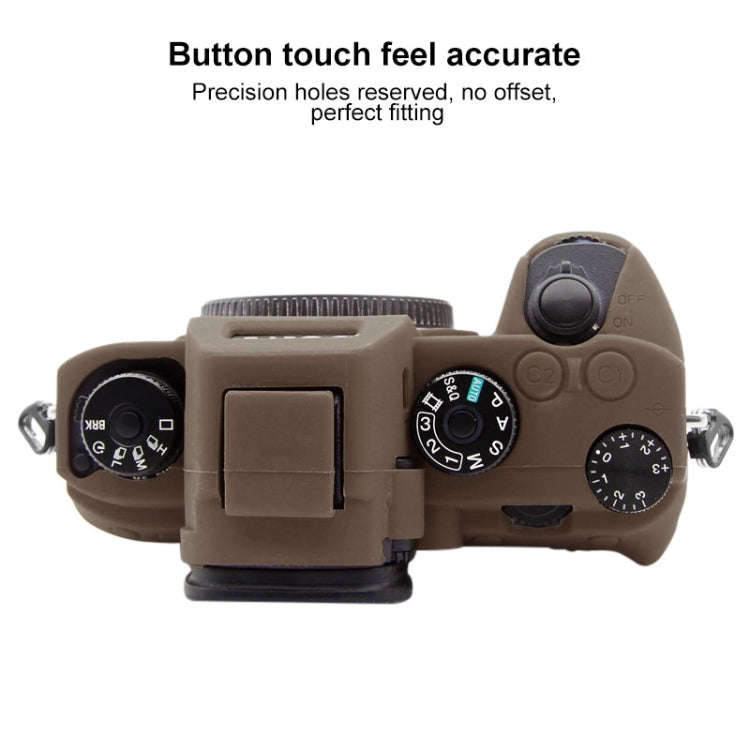 PULUZ Soft Silicone Protective Case for Sony A9 (ILCE-9) / A7 III/ A7R  III(Coffee)