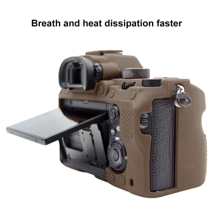 PULUZ Soft Silicone Protective Case for Sony A9 (ILCE-9) / A7 III/ A7R  III(Coffee)