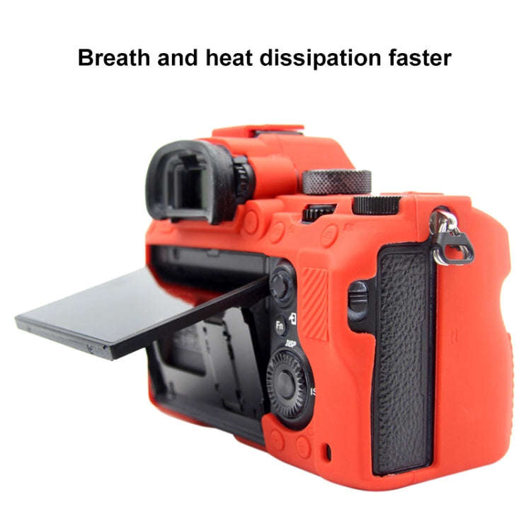 PULUZ Soft Silicone Protective Case for Sony A9 (ILCE-9) / A7 III/ A7R  III(Red)