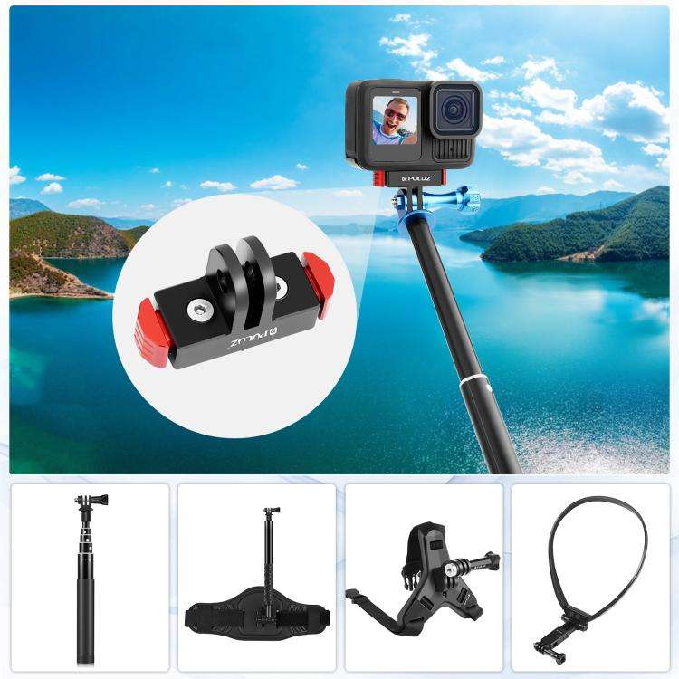 For GoPro HERO13 Black  PULUZ Magnetic Quick Release Base Mount (Black Red)