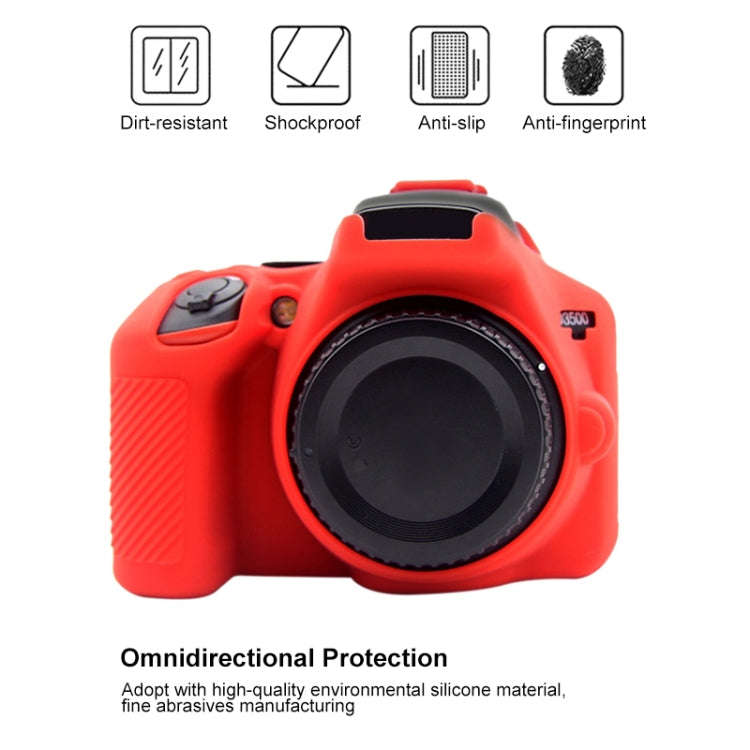 PULUZ Soft Silicone Protective Case for Nikon D3500(Red)