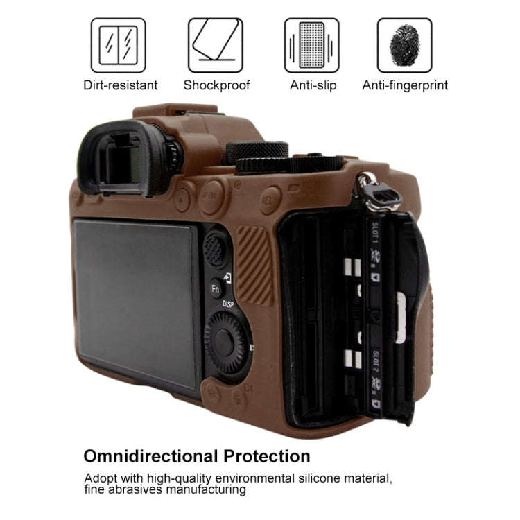 PULUZ Soft Silicone Protective Case for Sony ILCE-9M2/ Alpha 9 II / A92(Coffee)