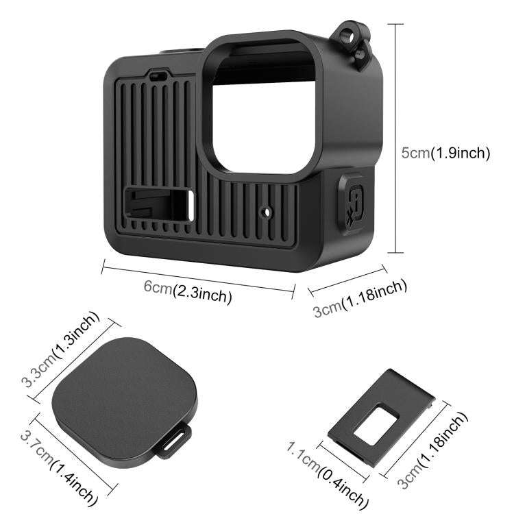 For GoPro HERO 4K 2024 PULUZ Silicone Protective Case Side Interface Cover with Wrist Strap & Len...