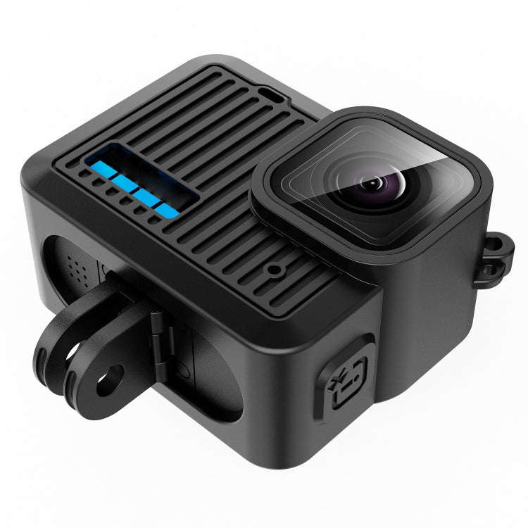 For GoPro HERO 4K 2024 PULUZ Silicone Protective Case Side Interface Cover with Wrist Strap & Len...