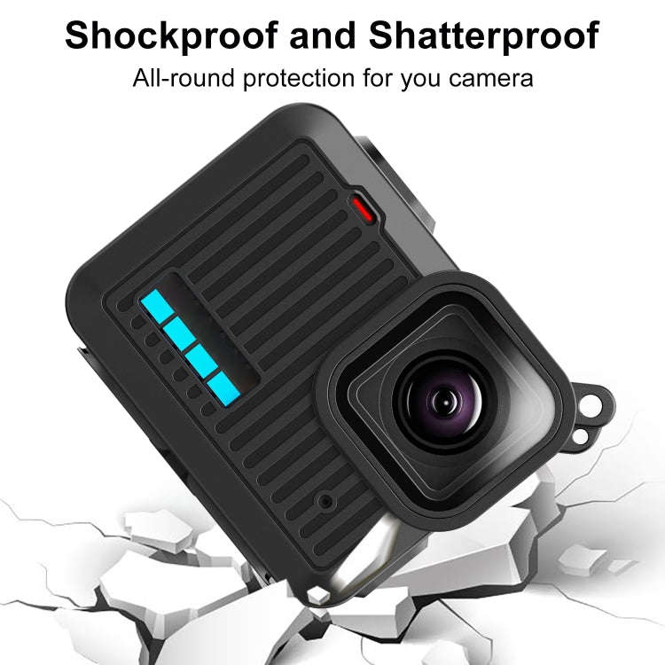 For GoPro HERO 4K 2024 PULUZ Silicone Protective Case Side Interface Cover with Wrist Strap & Len...