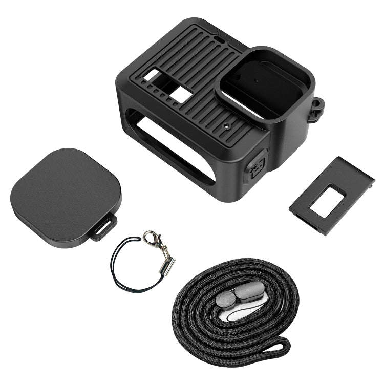 For GoPro HERO 4K 2024 PULUZ Silicone Protective Case Side Interface Cover with Wrist Strap & Len...