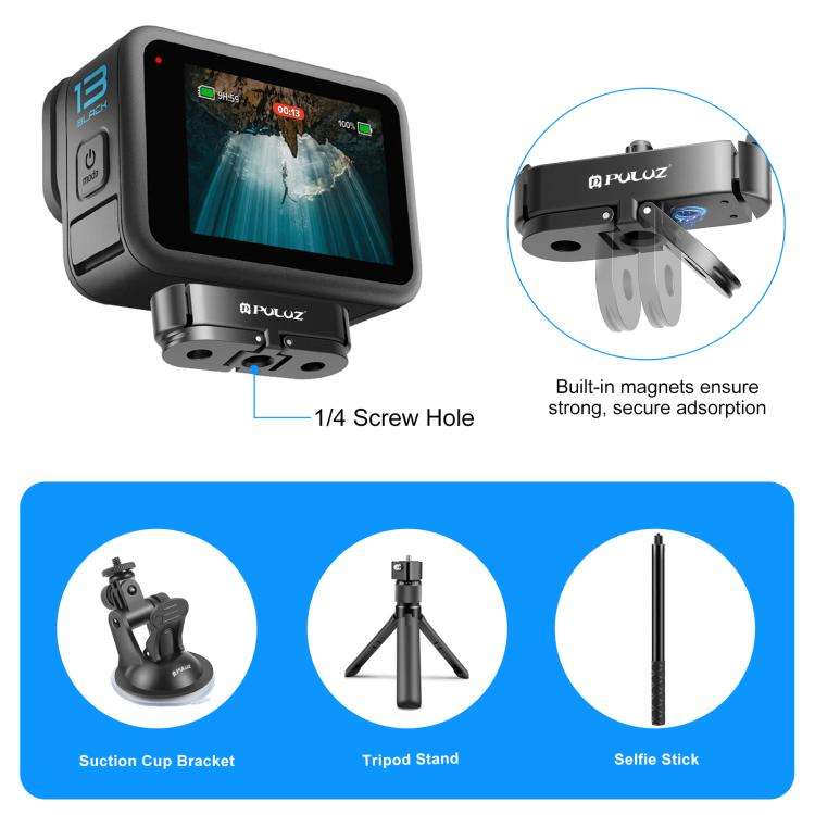For GoPro HERO13 Black PULUZ Magnetic Quick Release Metal Base (Black)