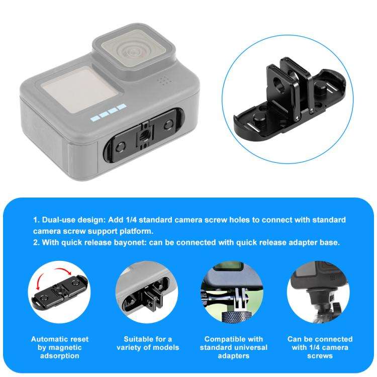 PULUZ Quick Release Magnetic Folding Base Adapter for GoPro HERO12 Black /11 Black /11 Black mini...
