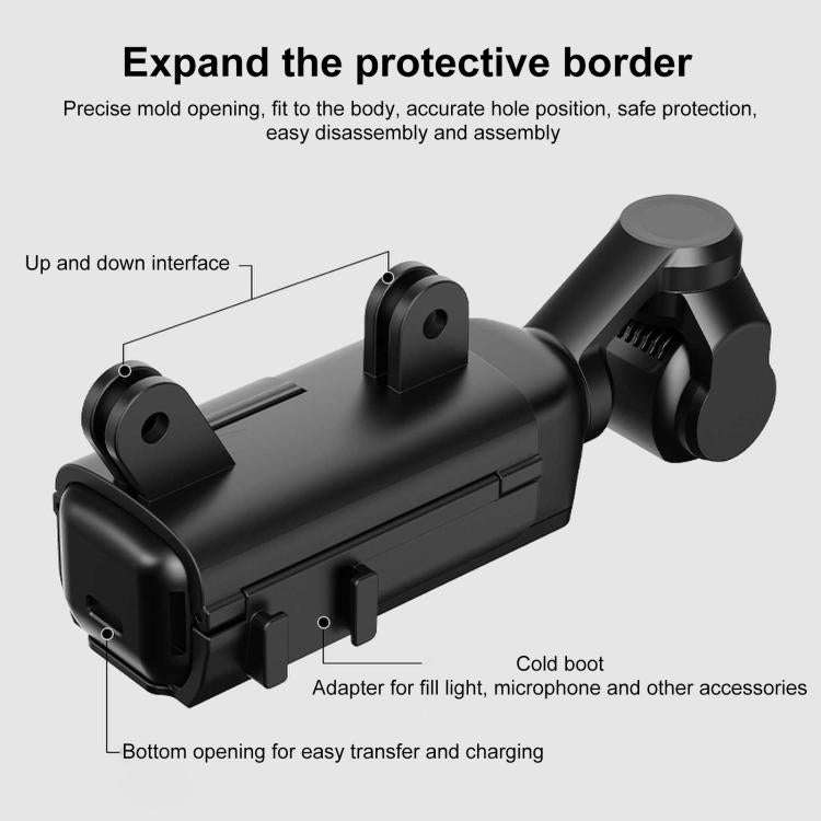 For DJI OSMO Pocket 3 PULUZ Plastic Protection Frame Expansion Cold Shoe Adapter Bracket (Black)