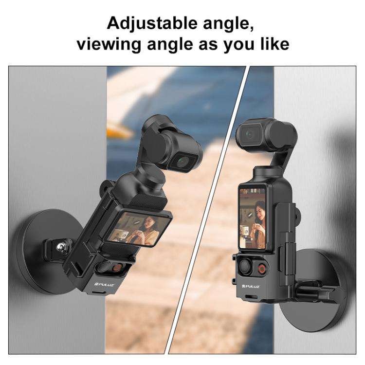 For DJI OSMO Pocket 3 PULUZ Protective Frame Magnetic Desktop Mount Angle Adjustable Base (Black)