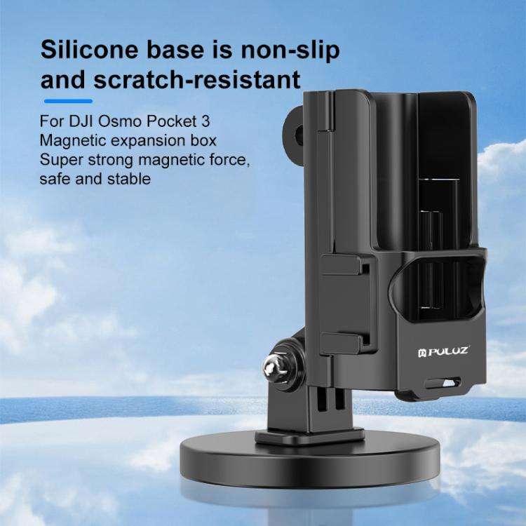 For DJI OSMO Pocket 3 PULUZ Protective Frame Magnetic Desktop Mount Angle Adjustable Base (Black)