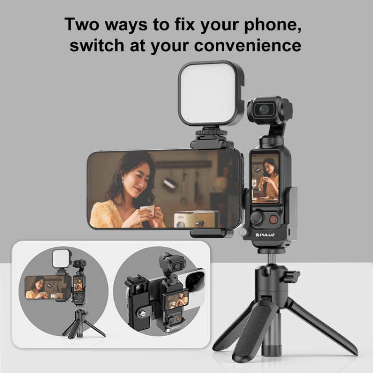 For DJI OSMO Pocket 3 PULUZ Protective Frame Expansion Phone Clamp Adapter Bracket (Black)