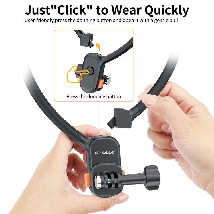 PULUZ Lazy Neck Bracket Magnetic Quick Release POV View Mount (Black)
