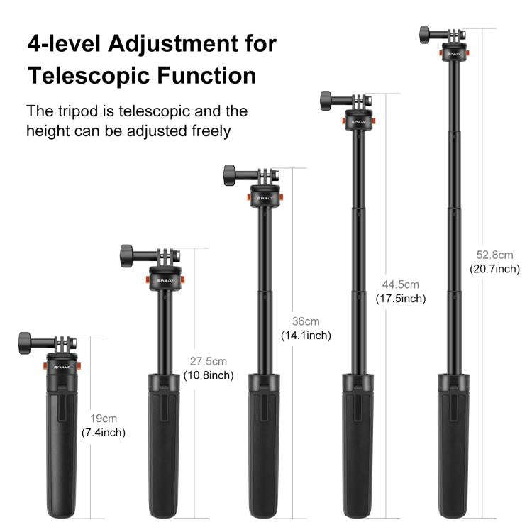 PULUZ Mini Magnetic Quick Release Selfie Stick Tripod (Black)