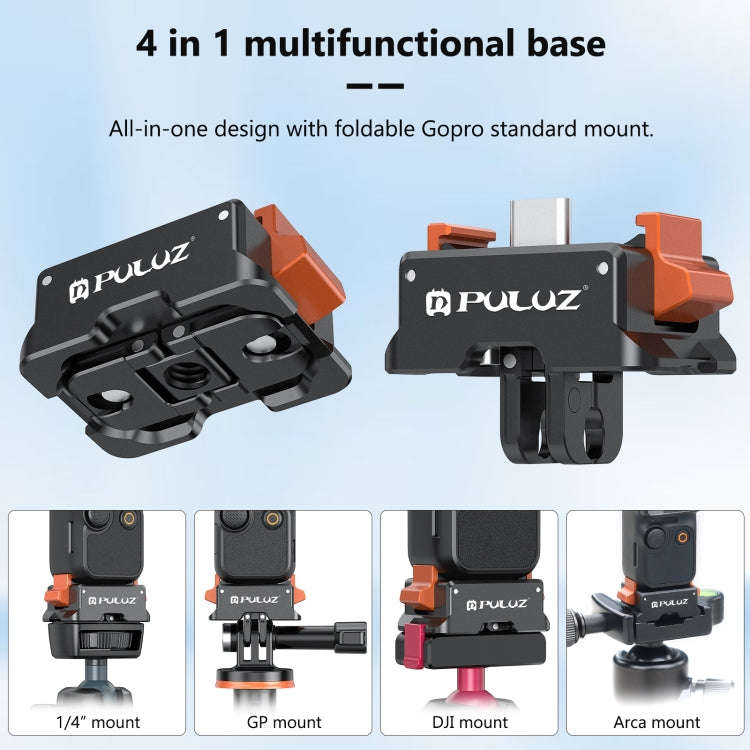 For DJI Osmo Pocket 3 PULUZ Type-C Charging Base Quick Release Mount Adapter (Black)