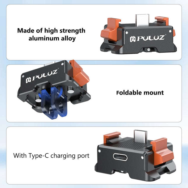 For DJI Osmo Pocket 3 PULUZ Type-C Charging Base Quick Release Mount Adapter (Black)