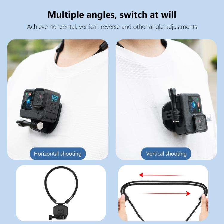 PULUZ Action Camera Magnetic Neck Mount Holder Vlog POV Neck Strap (Black)