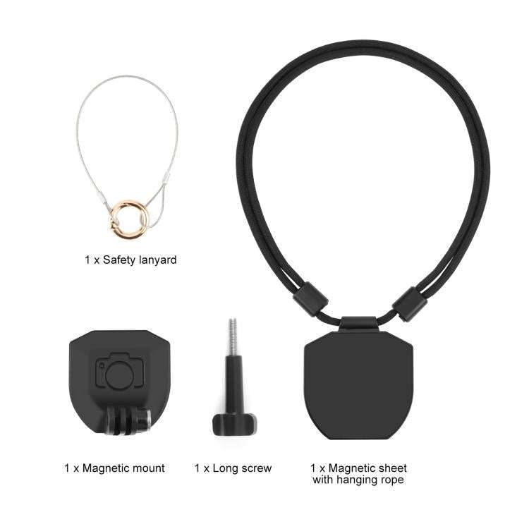 PULUZ Action Camera Magnetic Neck Mount Holder Vlog POV Neck Strap (Black)