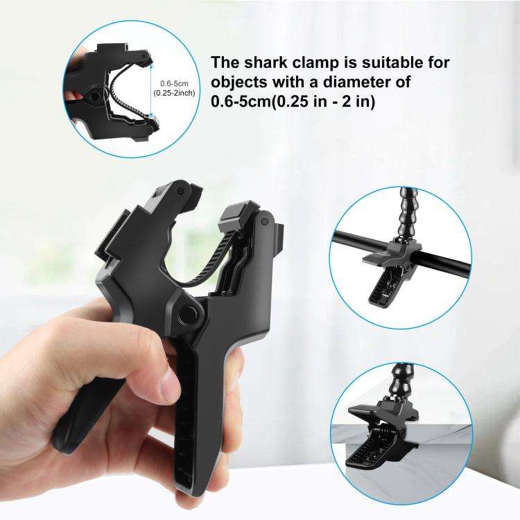 PULUZ Action Sports Cameras Jaws Flex Clamp Mount with Phone Clamp (Black)