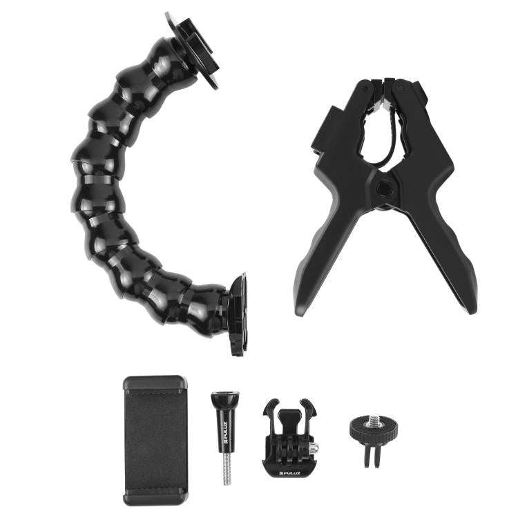 PULUZ Action Sports Cameras Jaws Flex Clamp Mount with Phone Clamp (Black)
