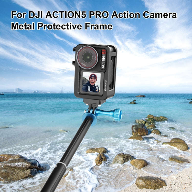 For DJI Osmo Action 5 Pro PULUZ Metal Cage Expansion Adapter Frame with Cold Shoe (Black)