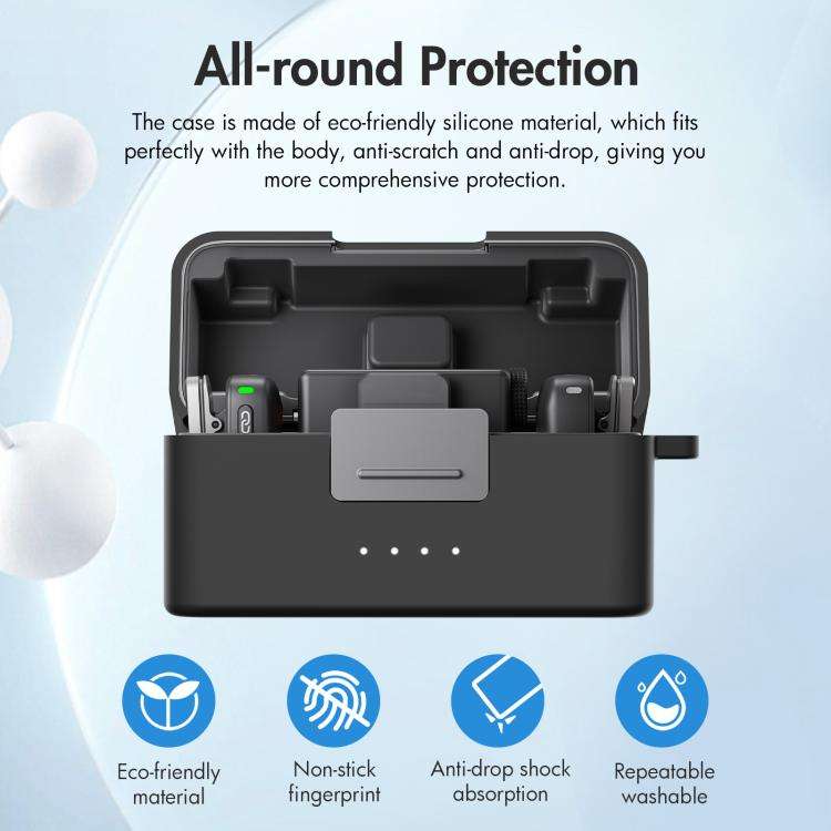 For DJI Mic Mini PULUZ Charging Case Silicone Scratch-proof Protective Cover (Black)