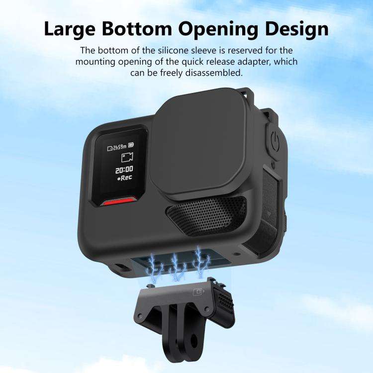 For Insta360 Ace Pro 2 PULUZ Body Silicone Protective Case with Lens Cap & Strap (Black)