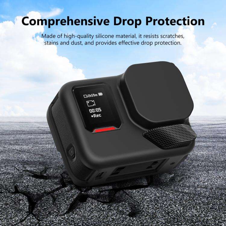For Insta360 Ace Pro 2 PULUZ Body Silicone Protective Case with Lens Cap & Strap (Black)