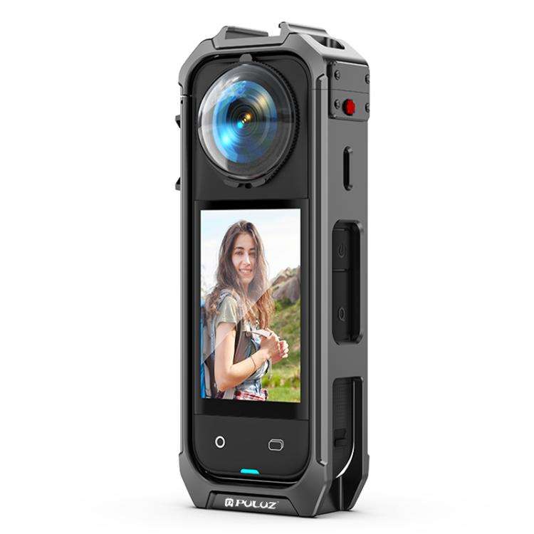 For Insta360 X5 PULUZ Aluminum Alloy Protective Cage Rig Expand Cold Shoe Housing Frame (Grey)