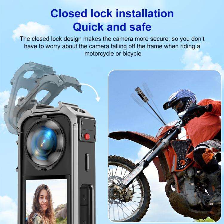 For Insta360 X5 PULUZ Aluminum Alloy Protective Cage Rig Expand Cold Shoe Housing Frame (Grey)