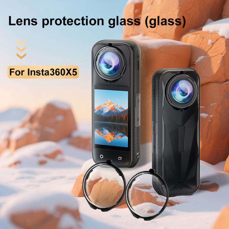 For Insta360 X5 PULUZ Rotating Optical Tempered Glass Lens Guard Protective Cover (Transparent)