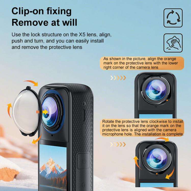 For Insta360 X5 PULUZ Rotating Optical Tempered Glass Lens Guard Protective Cover (Transparent)
