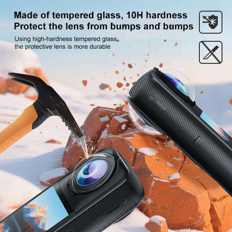 For Insta360 X5 PULUZ Rotating Optical Tempered Glass Lens Guard Protective Cover (Transparent)